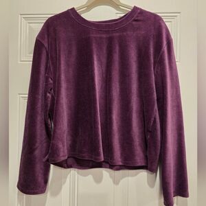 Vince Camuto Purple Velvet Long Sleeve Top, Size S